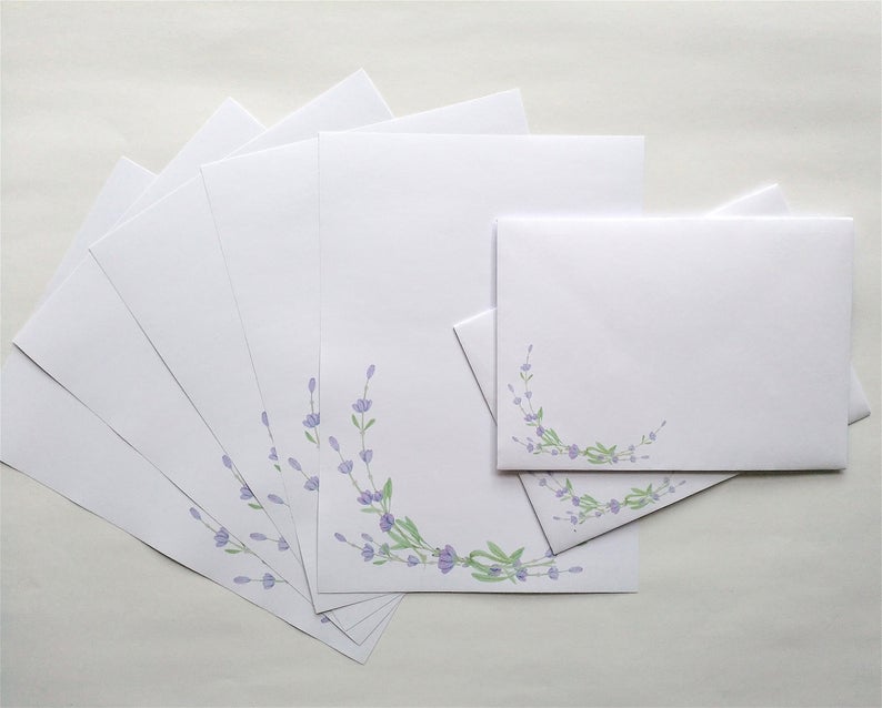 Writing Paper and Co-ordinating Envelope Packs Lavender Spray