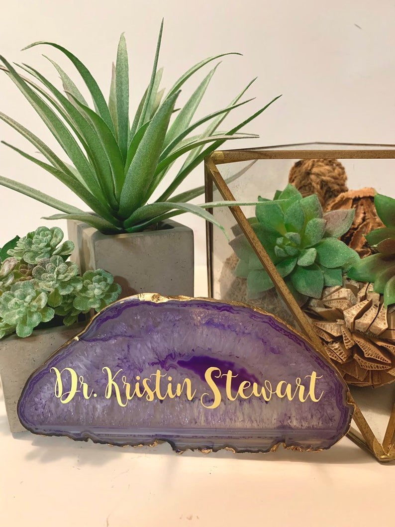 Agate Name Plate  Personalized Name Plate  Teacher Gift