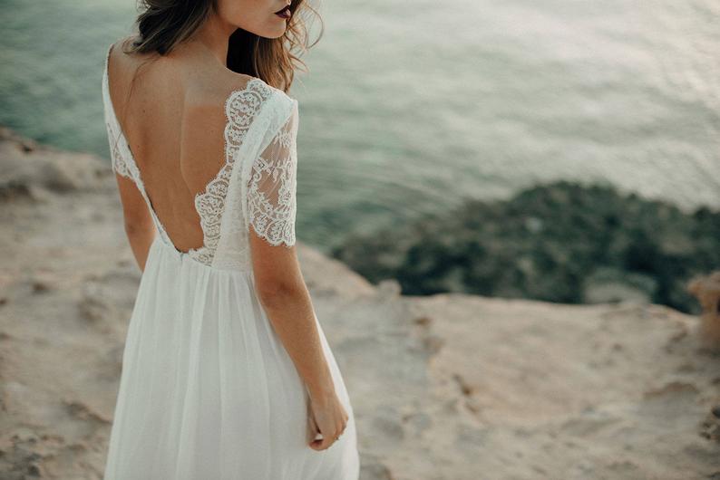 Beach wedding dressboho dress wedding dress bohemian open