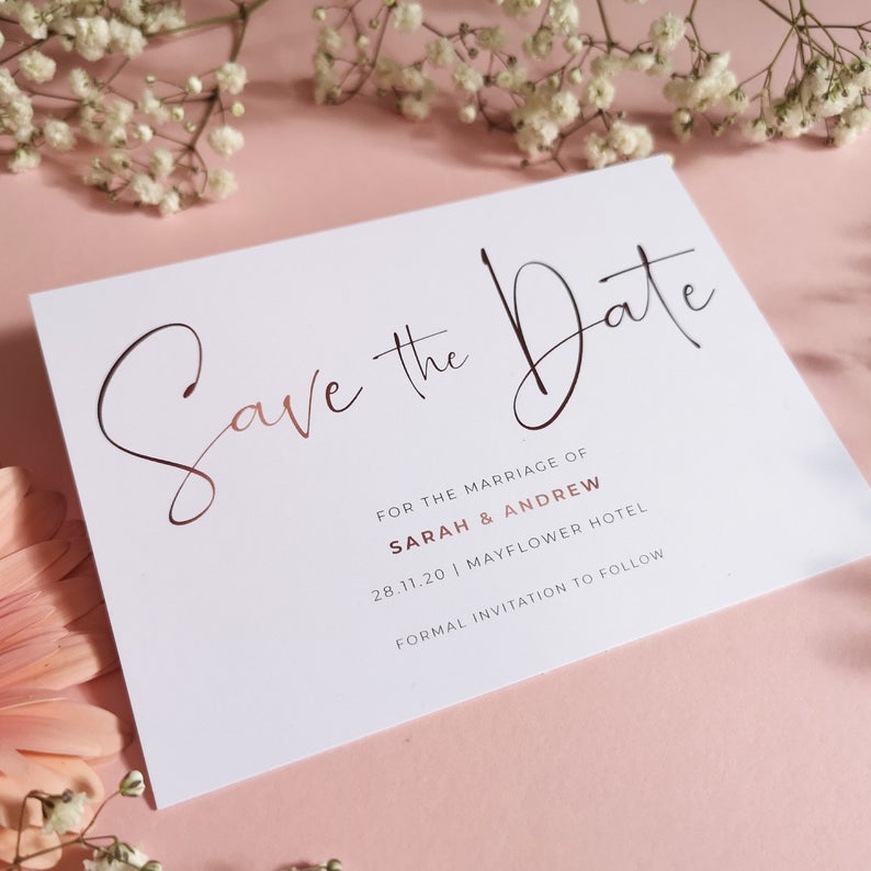 Blush Save the Dates Cards With Envelopes  Any Colour or