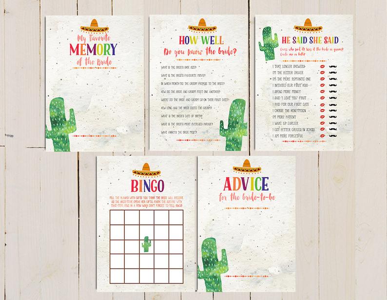 Fiesta Cactus bridal shower games Fiesta Bridal Shower Games