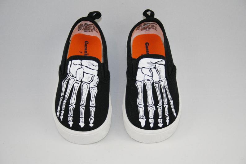 Hand PAINTED HALLOWEEN SHOES Skeleton feet shoes