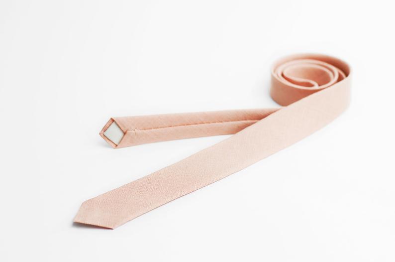 Men’s peach pink tie Light pink tie Skinny tie for men