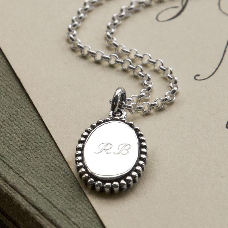 Personalized Sterling Silver Petite Oval Pendant
