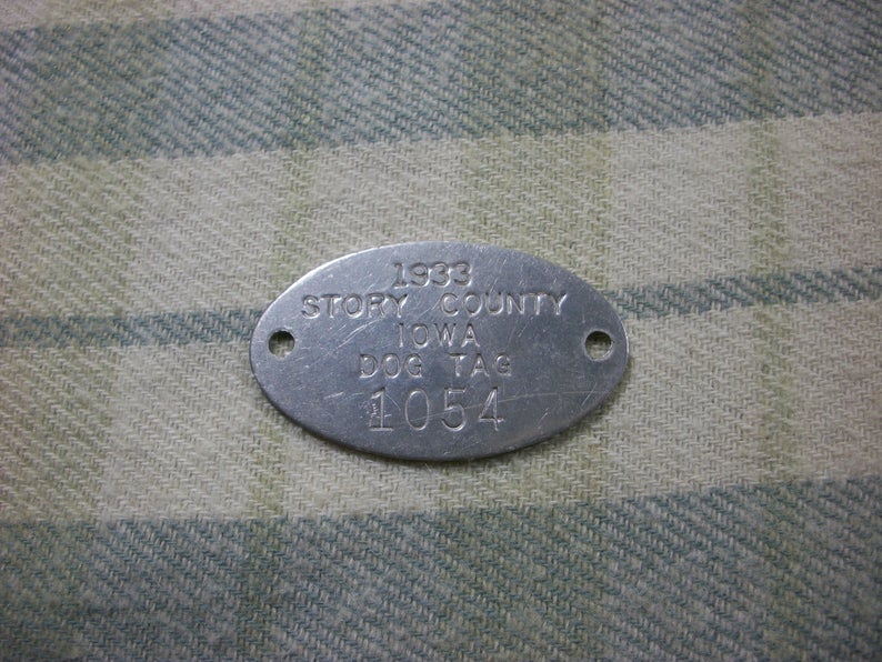 Vintage Metal Dog ID 1933 Story County Iowa Dog Tag 1054