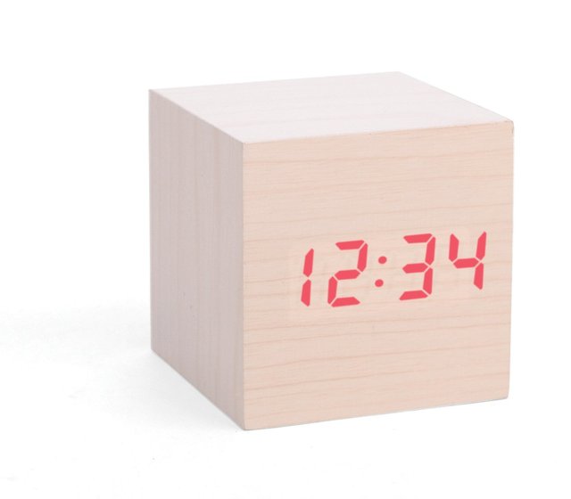 Wood Cube Alarm Clock