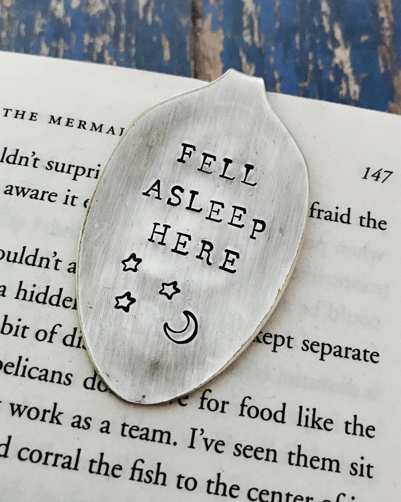 Fell Asleep Here Vintage Spoon Bookmark  Moon and Stars