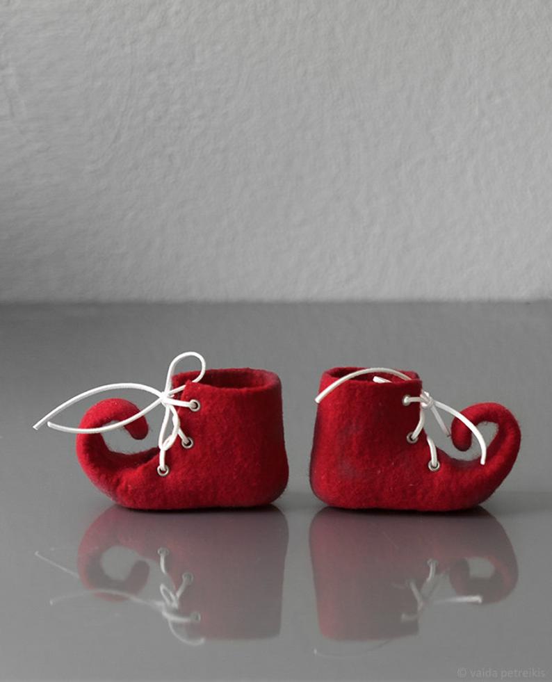 Felted unisex elf fairy baby’s first Christmas shoes