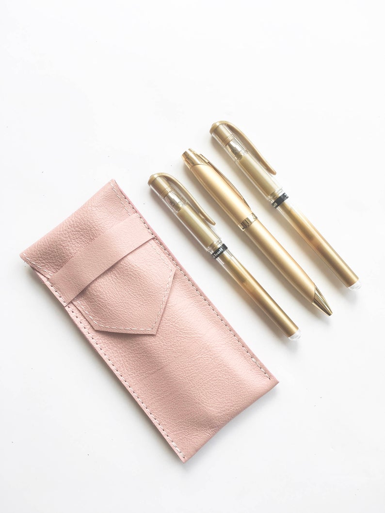 Leather Pen Case  Pink  Fountain Pen Case
