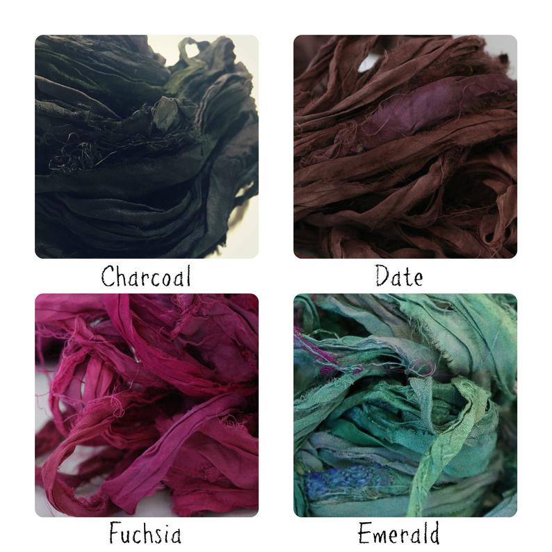 Sari Ribbon  Pick Your Color  Recycled Silk and Fabric