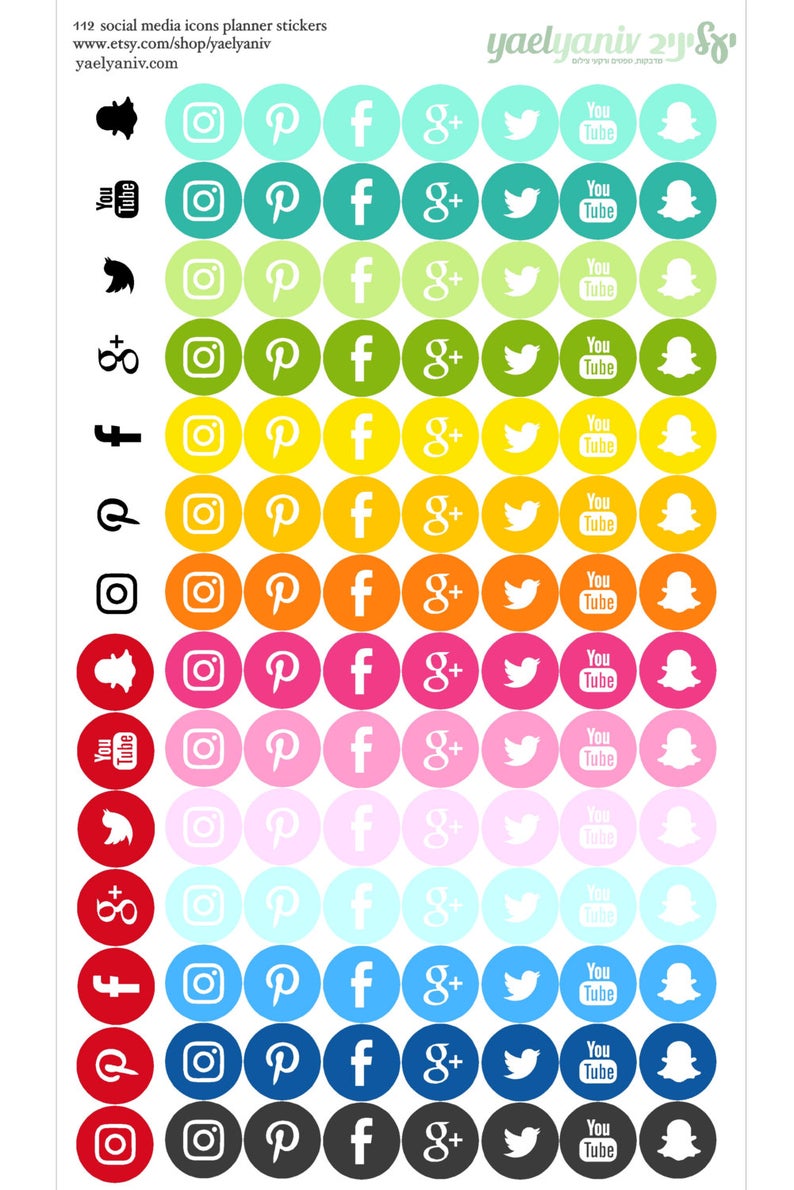 Social media Planner Stickers. social media icons Erin Condren