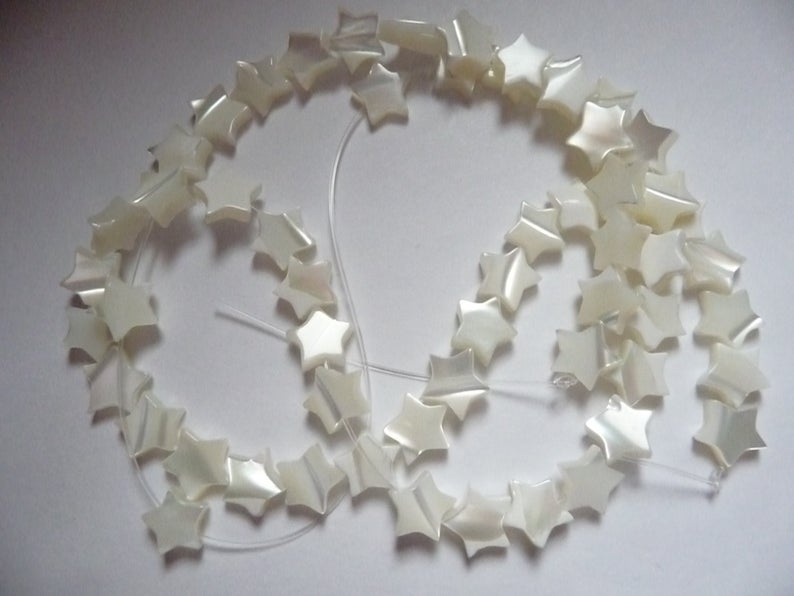 Bead Mother-of-Pearl Shell Bleached White 7x7mm star