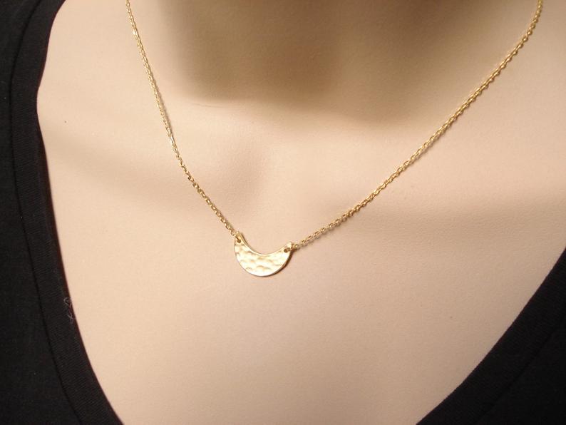 Crescent Moon necklace…Layering necklace Choker simple