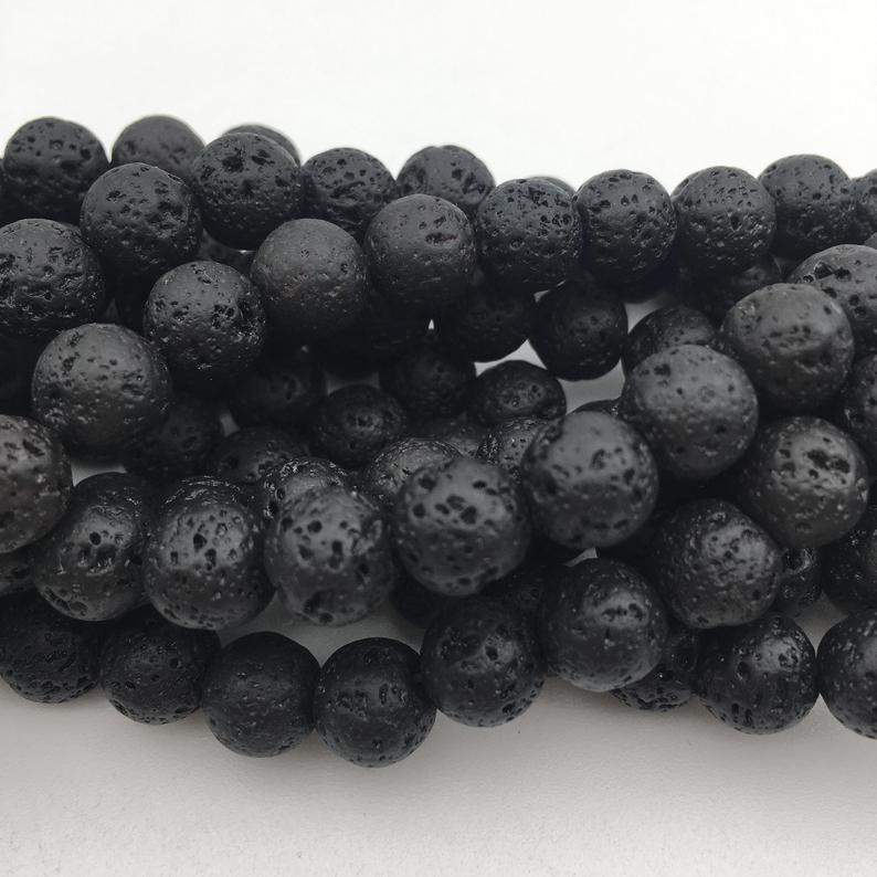 Natural Black Lava Rock Stone Round Beads 4mm 6mm 8mm 10mm