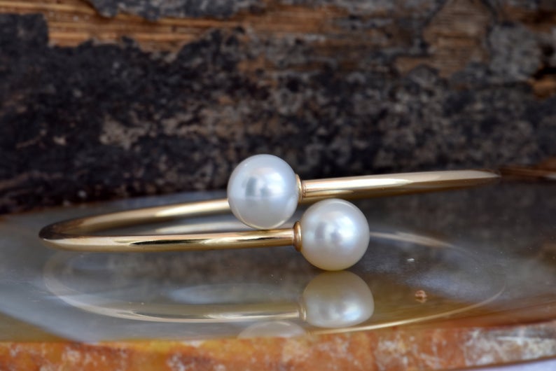 Pearl bracelet freshwater-14 K Yellow Gold-Bridal