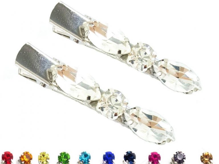Blue Crystal Hair Clips - Set of 10 - wide 1