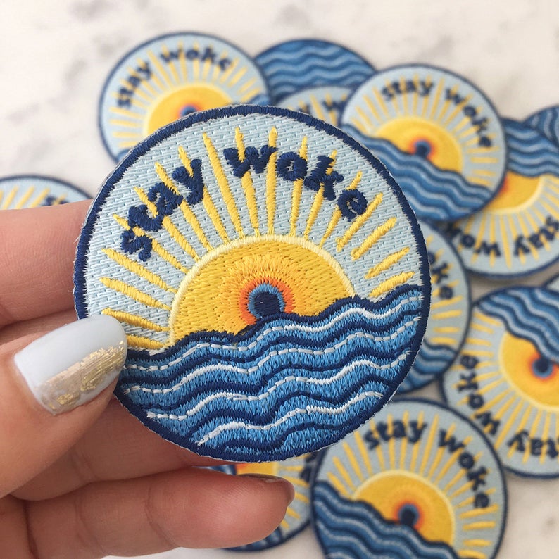 Stay Woke Patch   Iron On Embroidered Patches  Poltical