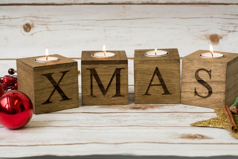 Christmas home decor Merry & Bright Christmas Candle Holders