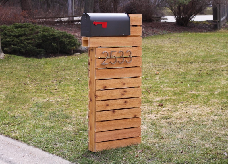 Modern Mailbox  Natural Cedar