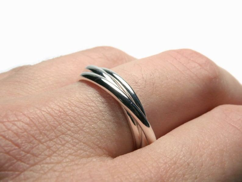 Sterling silver rolling ring  Russian wedding ring