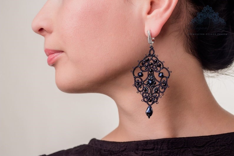 Tatting earrings Cleopatra The French handmade