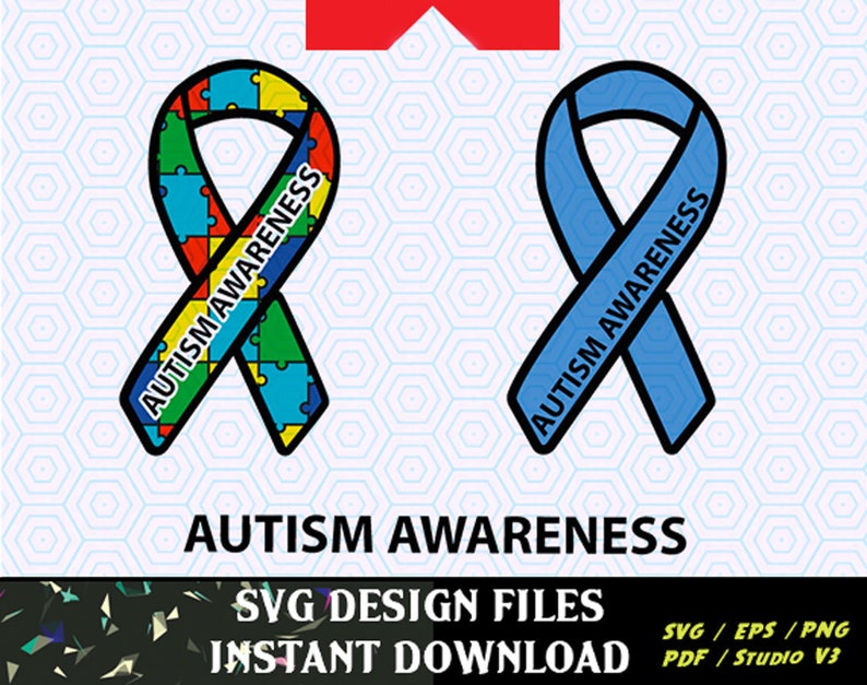 Autism Ribbons SVG Files  Vector Clip Art for Commercial and