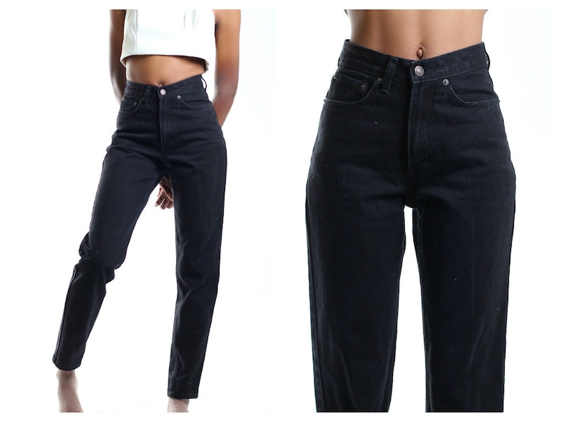 BLACK Vintage 80s High waist Mom Jeans ALL Sizes » Petagadget