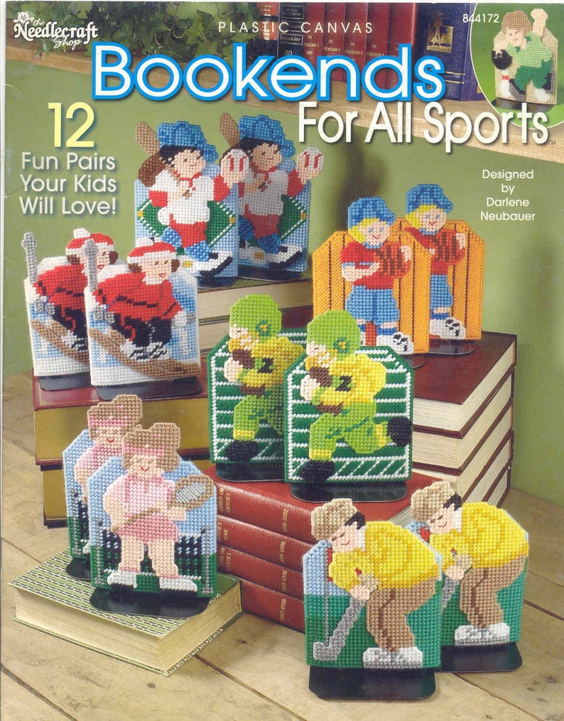 Bookends For All Sports    plastic canvas book  soft cover