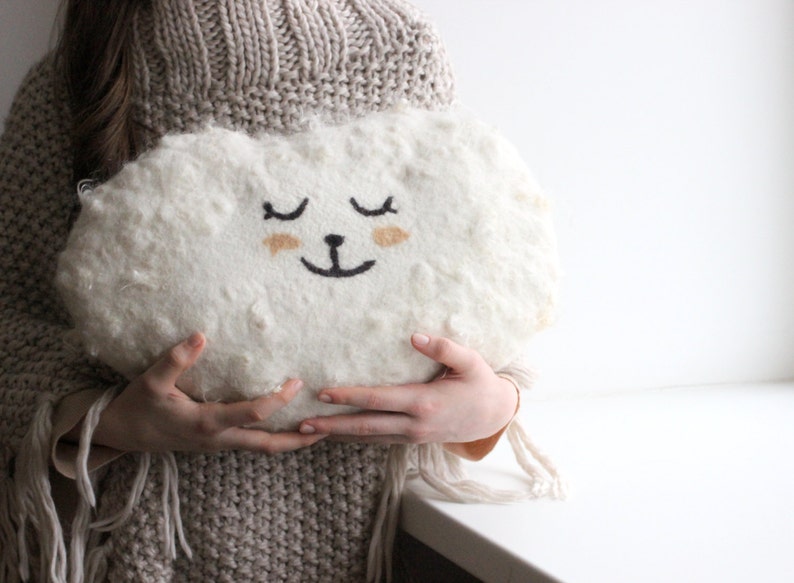 Cloud pillow  Felted wool pillow  handmade cushion  baby