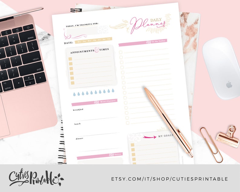 Digital Daily Planner Notepad  Printable Planner Desk Daily