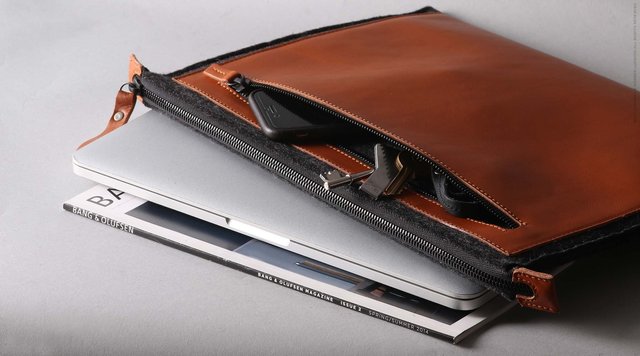 Folio Macbook Leather & Felt Sleeve