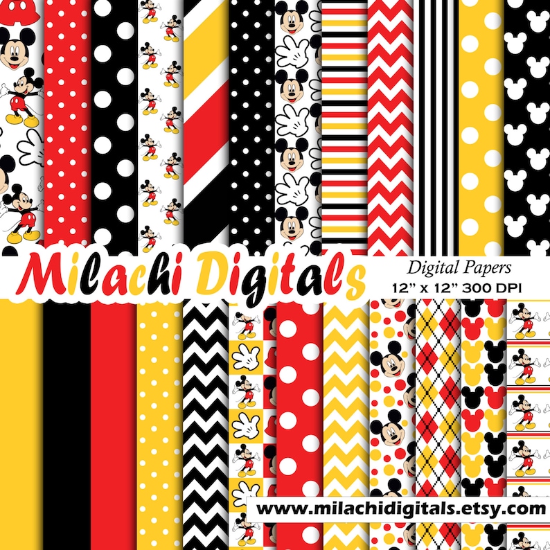 Mickey mouse digital paper scrapbook papers wallpaper