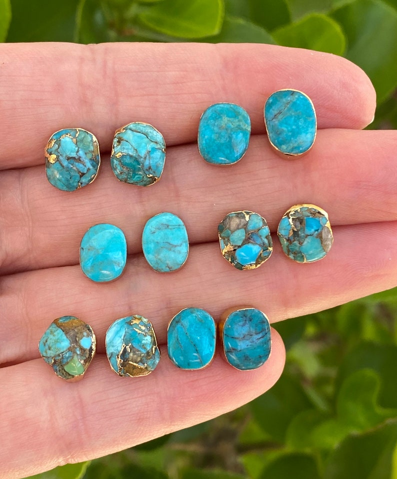 Natural turquoise studs earrings