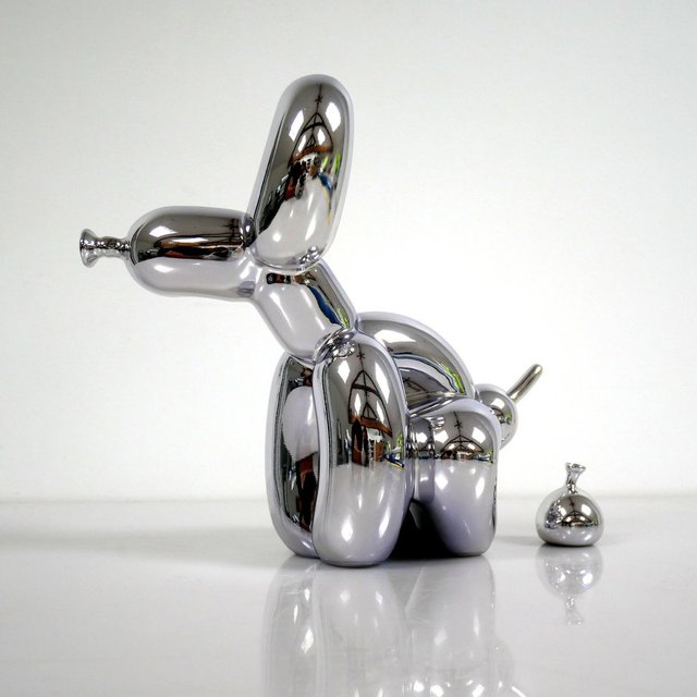 POPek Chrome Pooping Balloon Dog Porcelain Sculpture by Whatshisname