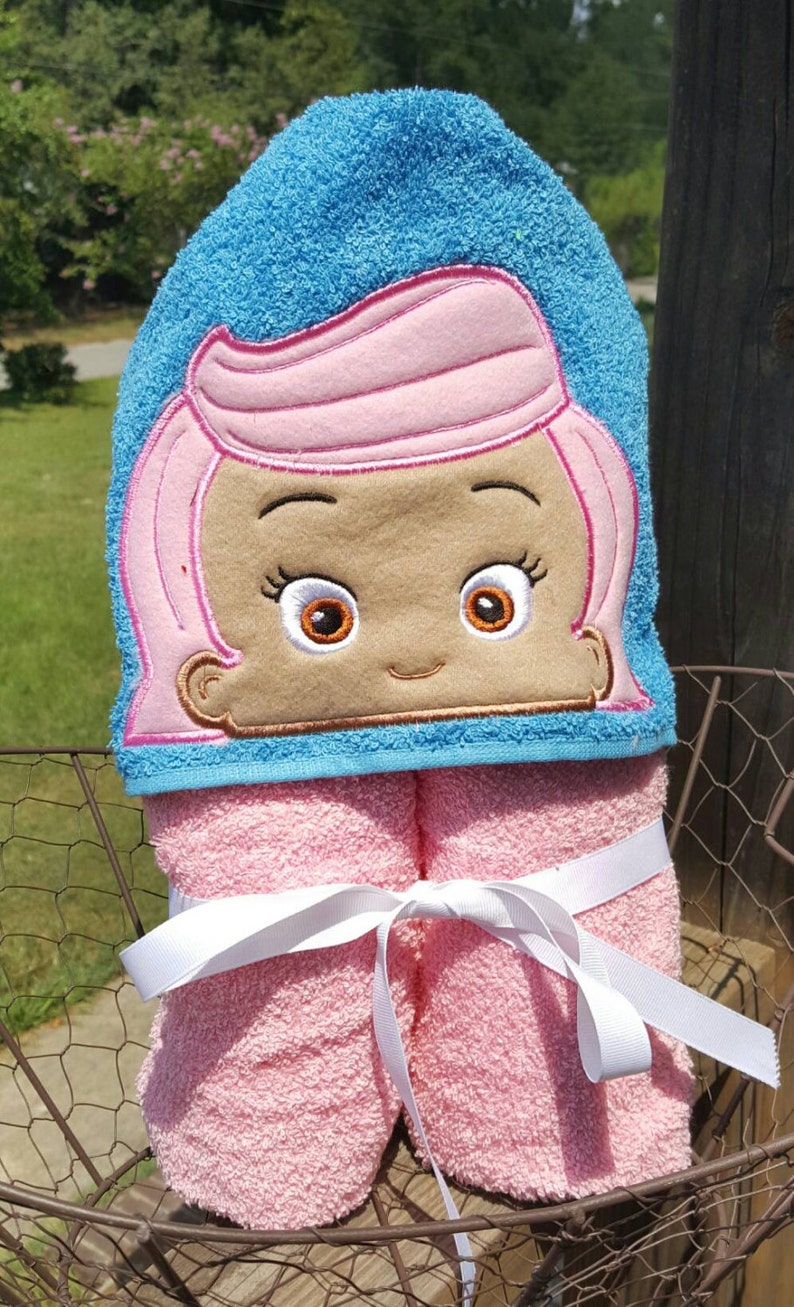 Pink Fish Bubble Guppies Hooded Towel