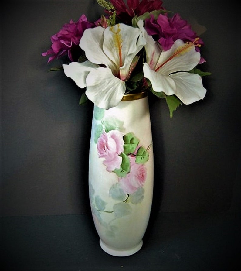 Antique Hand Painted Vienna Austrian Vase  Roses  Leonard