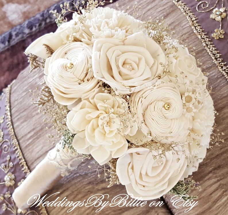 Champagne Ivory Sola Bouquet Wedding Flowers Sola Flowers