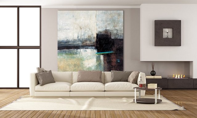 Composure II. Giant Abstract Art Print on Canvas. 84 x 84 inches.