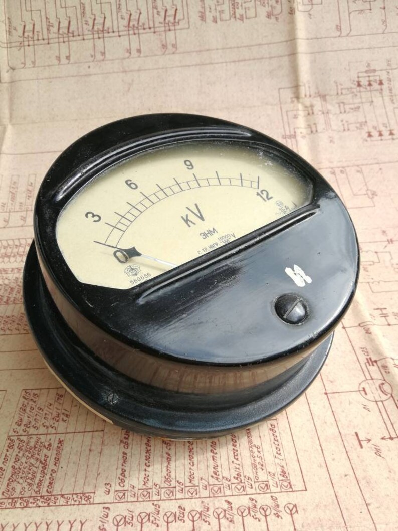 Large antique soviet factory kilovoltmeter meter vintage