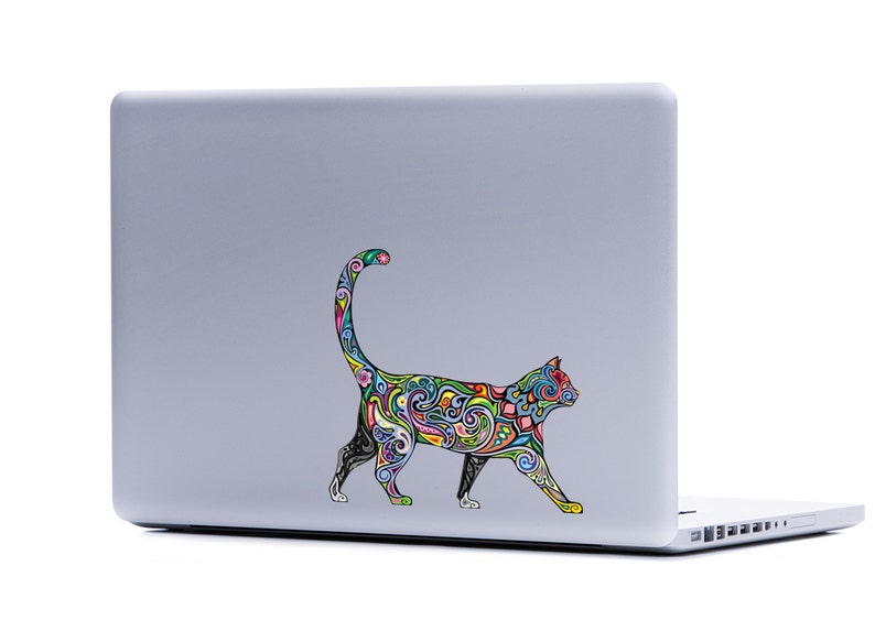 Ornate Cat laptop sticker  cat lover FREE SHIPPING kitten