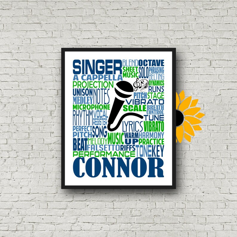 Personalized Singing Poster Singer Typography Choir Teacher