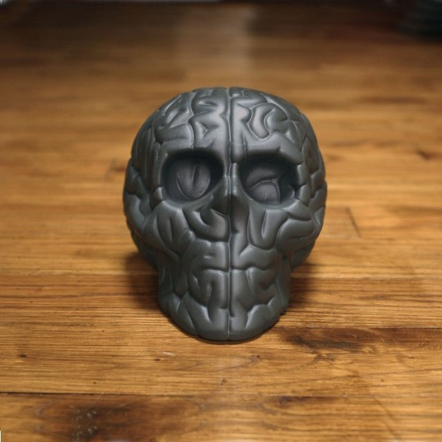 Skull Brain Black by Emilio Garcia