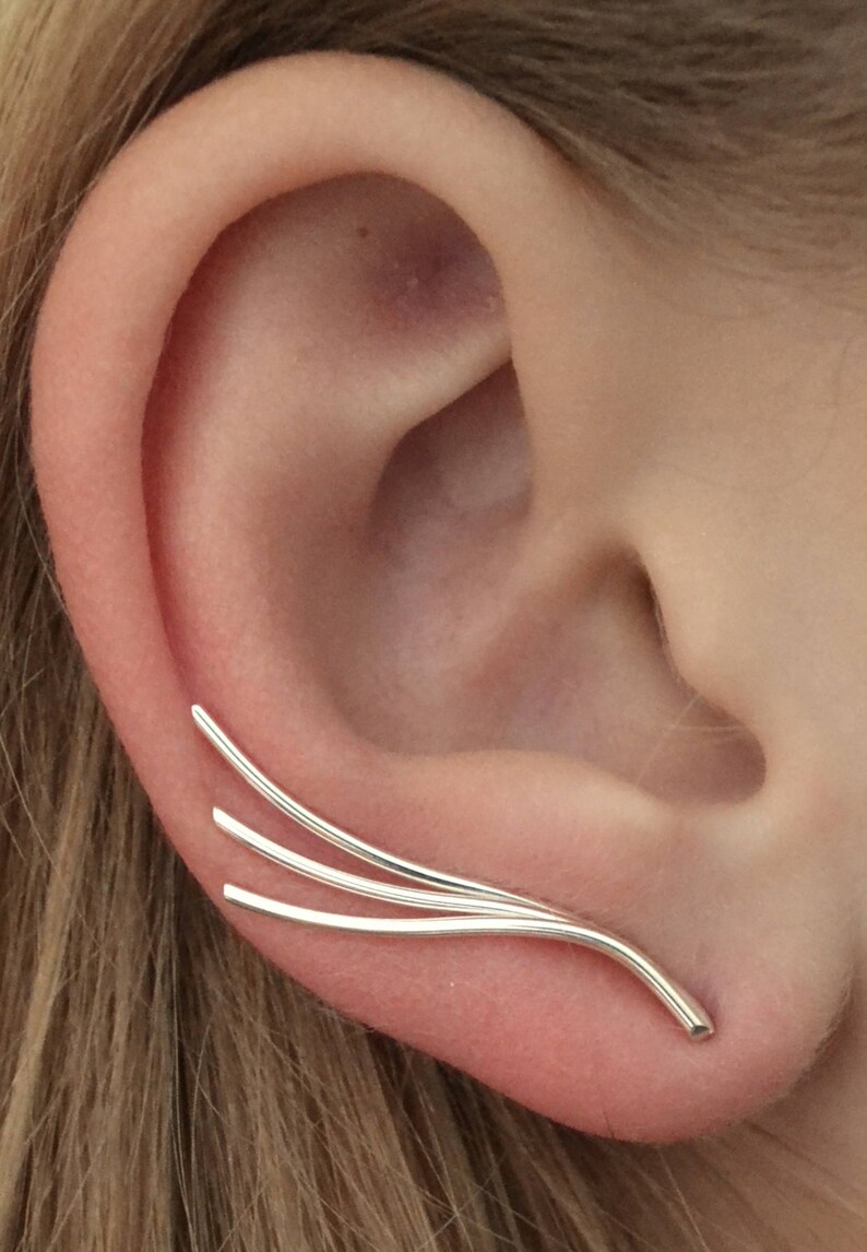 Three Waves Ear Climber  Ear Cuffs  Earring Ear Pin