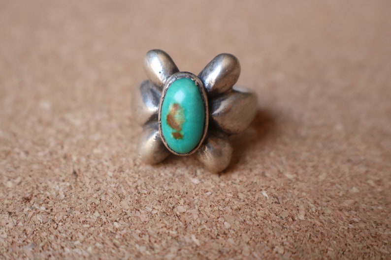 Turquoise Sand Cast RING / Early Southwest Jewelry / Turquoise