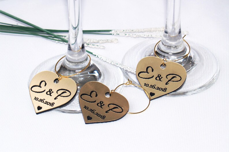 Wedding wine charms Anniversary wine charms Wine glass