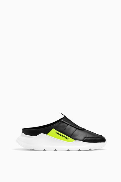 slip on runner / black + neon yellow + white