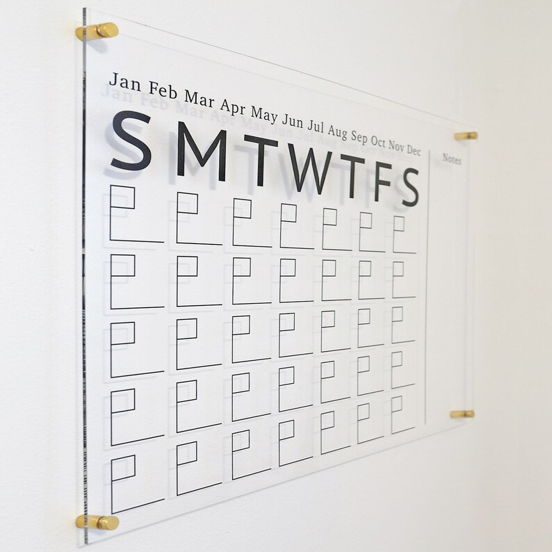 Acrylic Calendar with Side Notes Dry Erase Calendar Wall