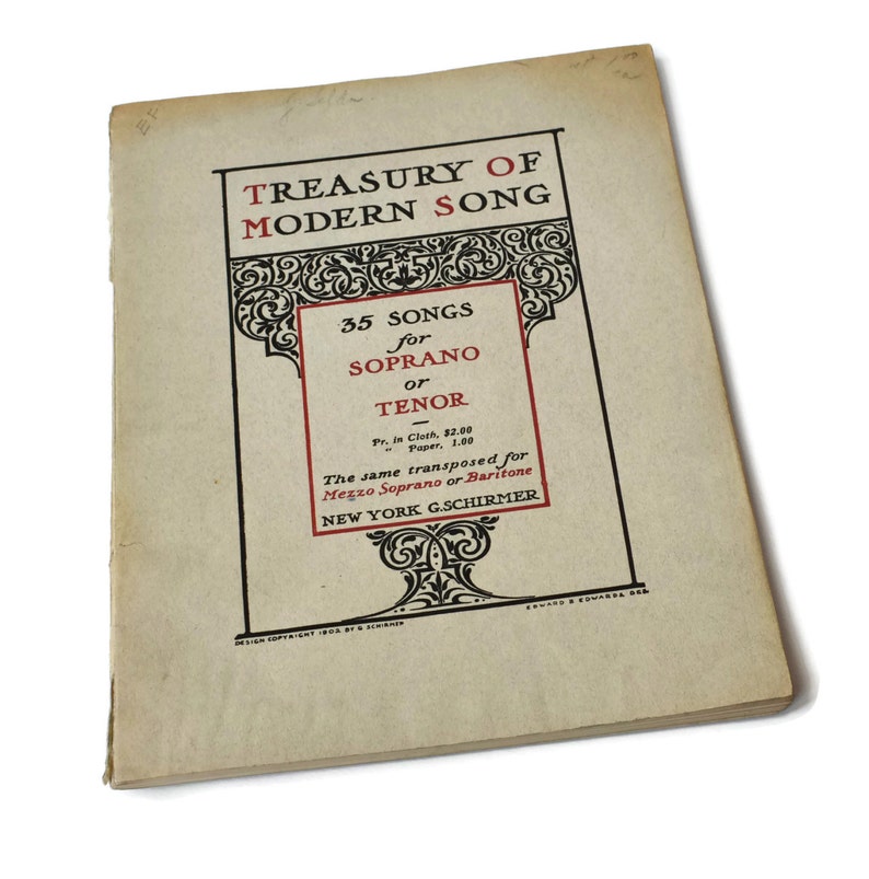 Antique Victorian 1902 Treasury Of Modern Song Original