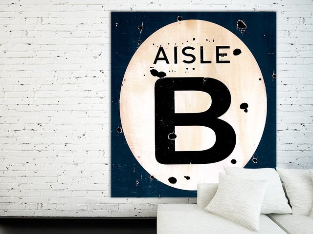 Blue Aisle B. Giant Contemporary Art Print on Canvas. 48 x 54 inches.