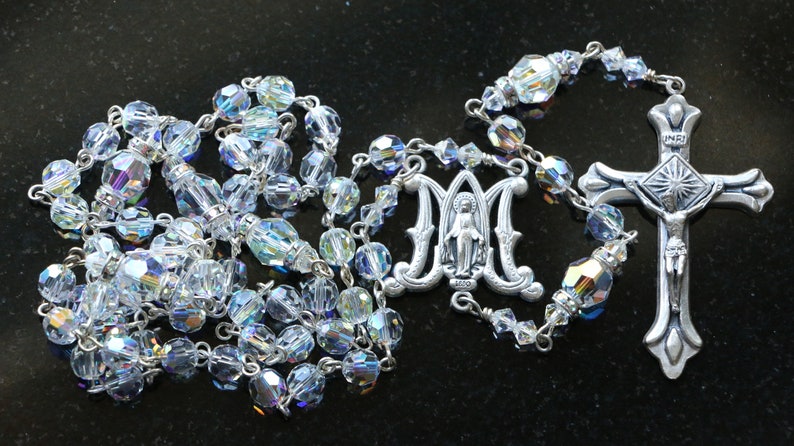 Catholic Swarovski AB Crystal Rosary Beads